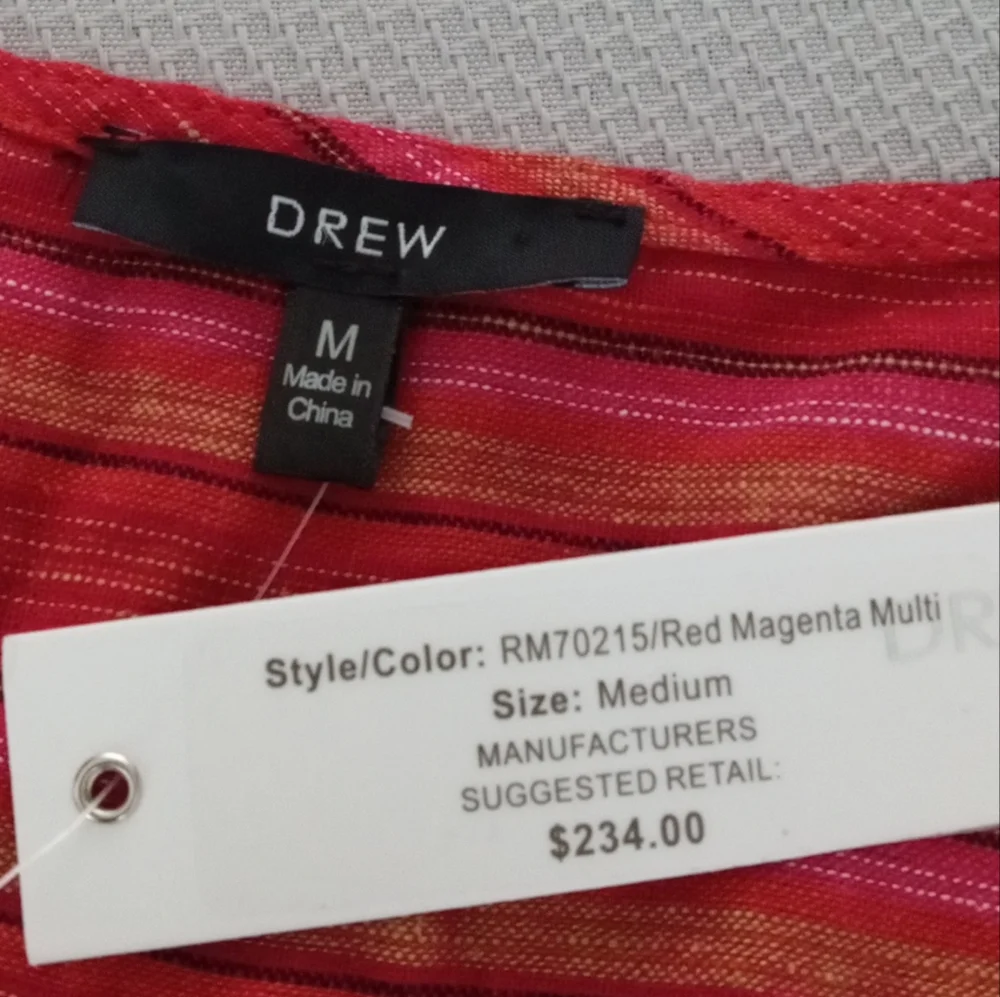 New Anthropologie Drew Red Striped Linen Blend Sleeveless Faux Wrap Dress Medium - Picture 8 of 10